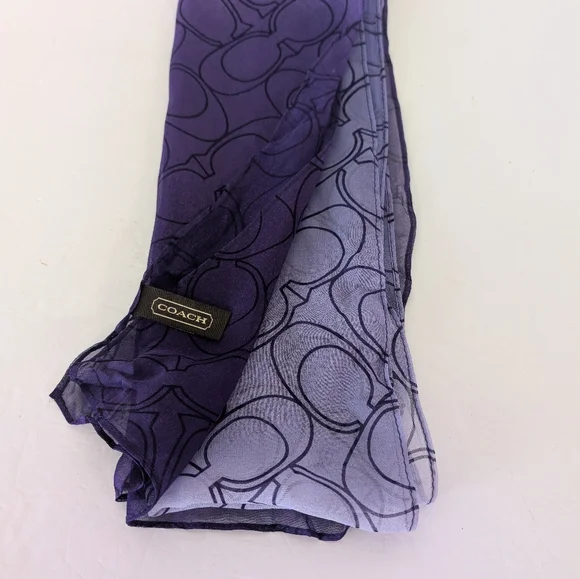 Coach Sheer Two Tone In  Purples Signature Silk Scarf - Picture 4 of 8